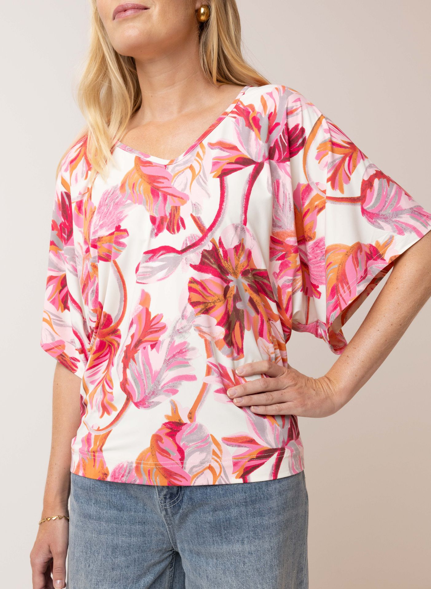 Norah Shirt botanische print pink multicolor 215014-920