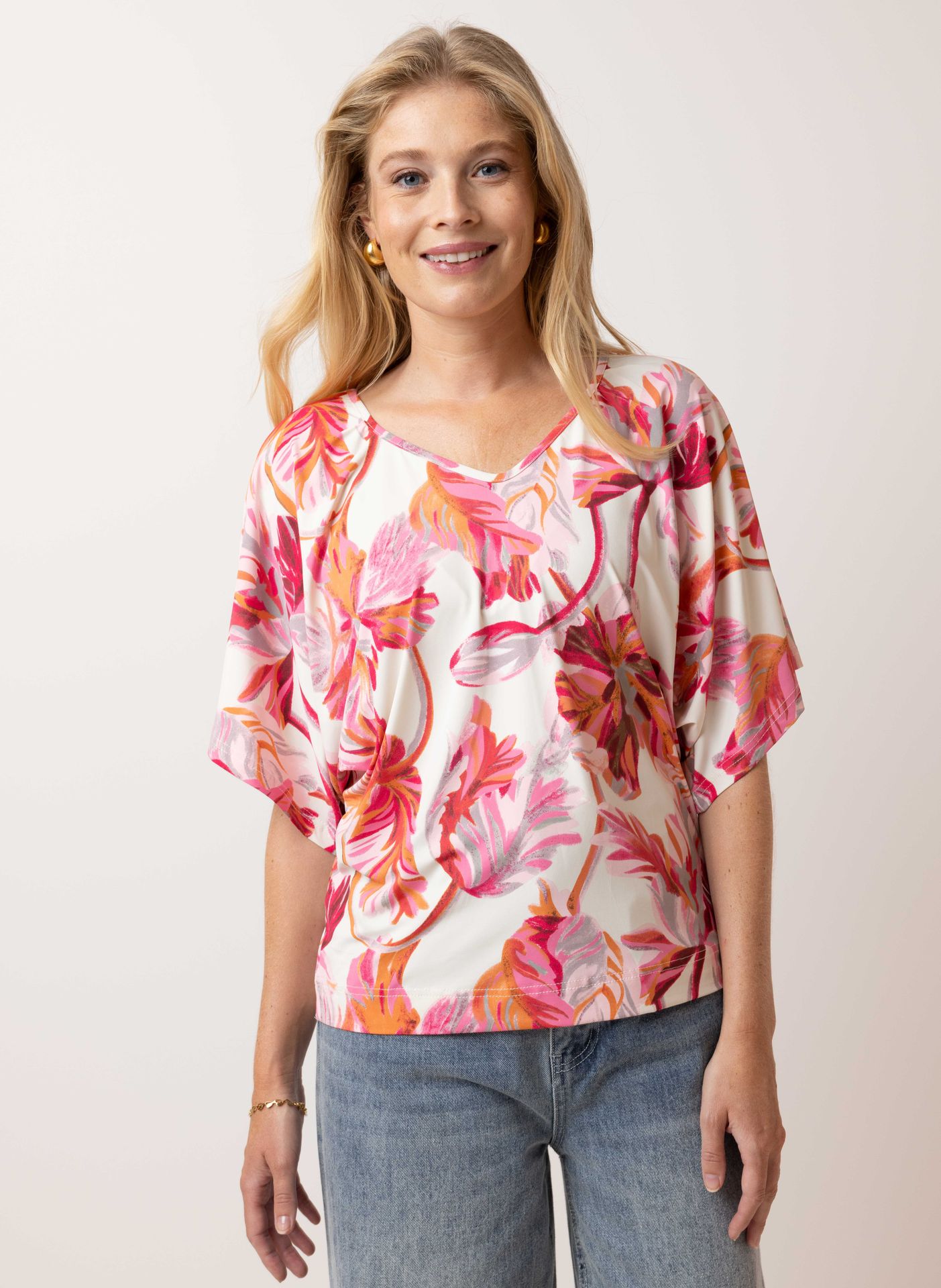 Norah Shirt botanische print pink multicolor 215014-920