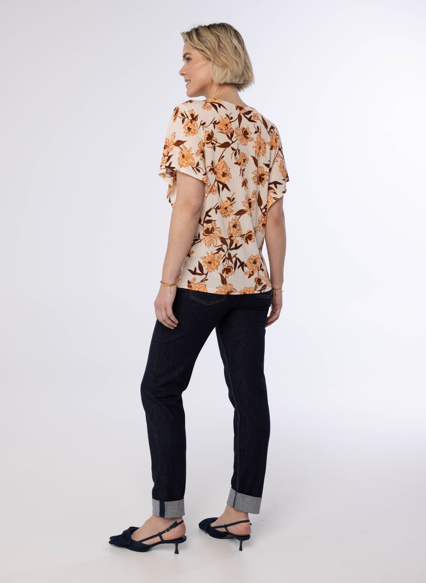 Norah Shirt met botanische print peach multicolor 214216-710