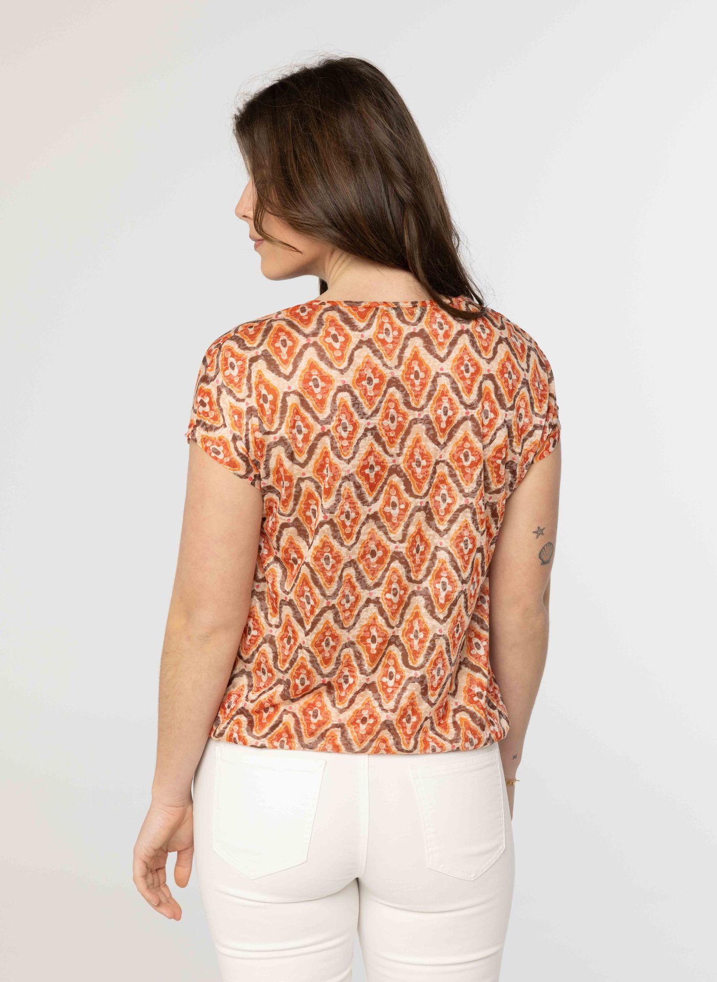 Norah Shirt met grafische print brown multicolor 212976-220