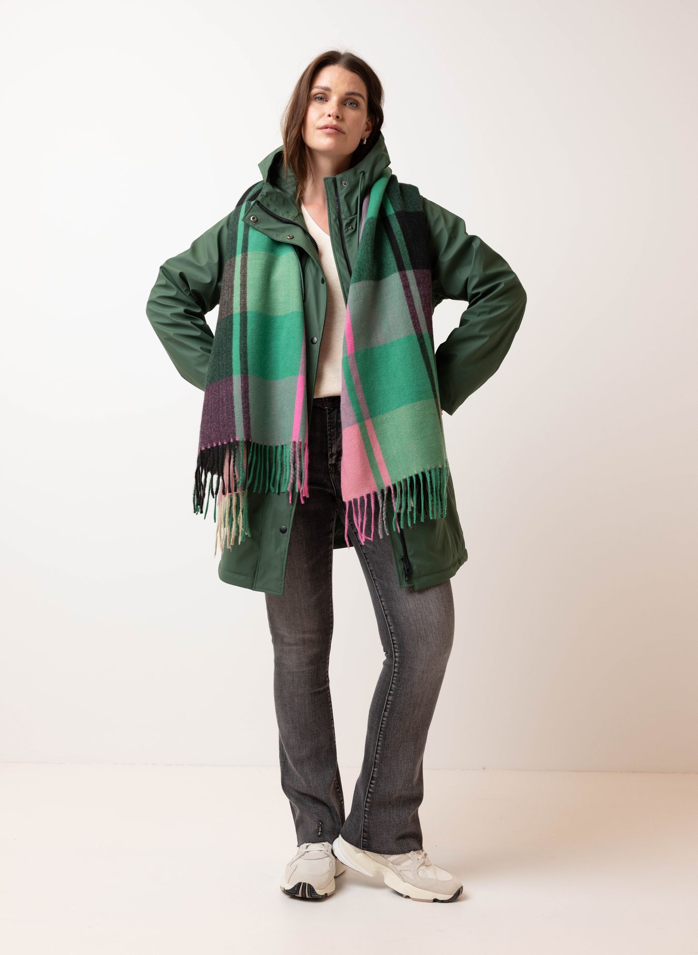 Norah Sjaal groen geruit green/pink 215437-539