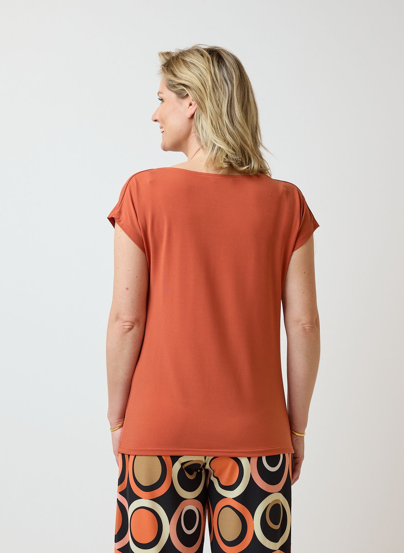 Norah Terracotta shirt met gedrapeerde hals terra 209994-660