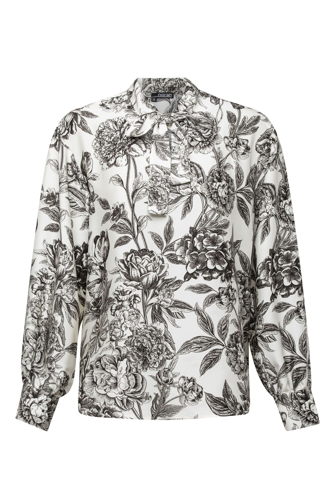 Norah Wit zwarte blouse met strikdetail white/black 214132-131