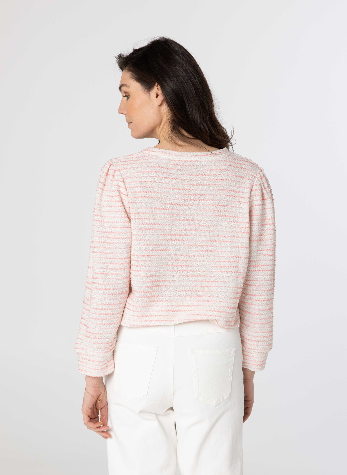 Norah Witte trui met strepen white/pink 214344-140