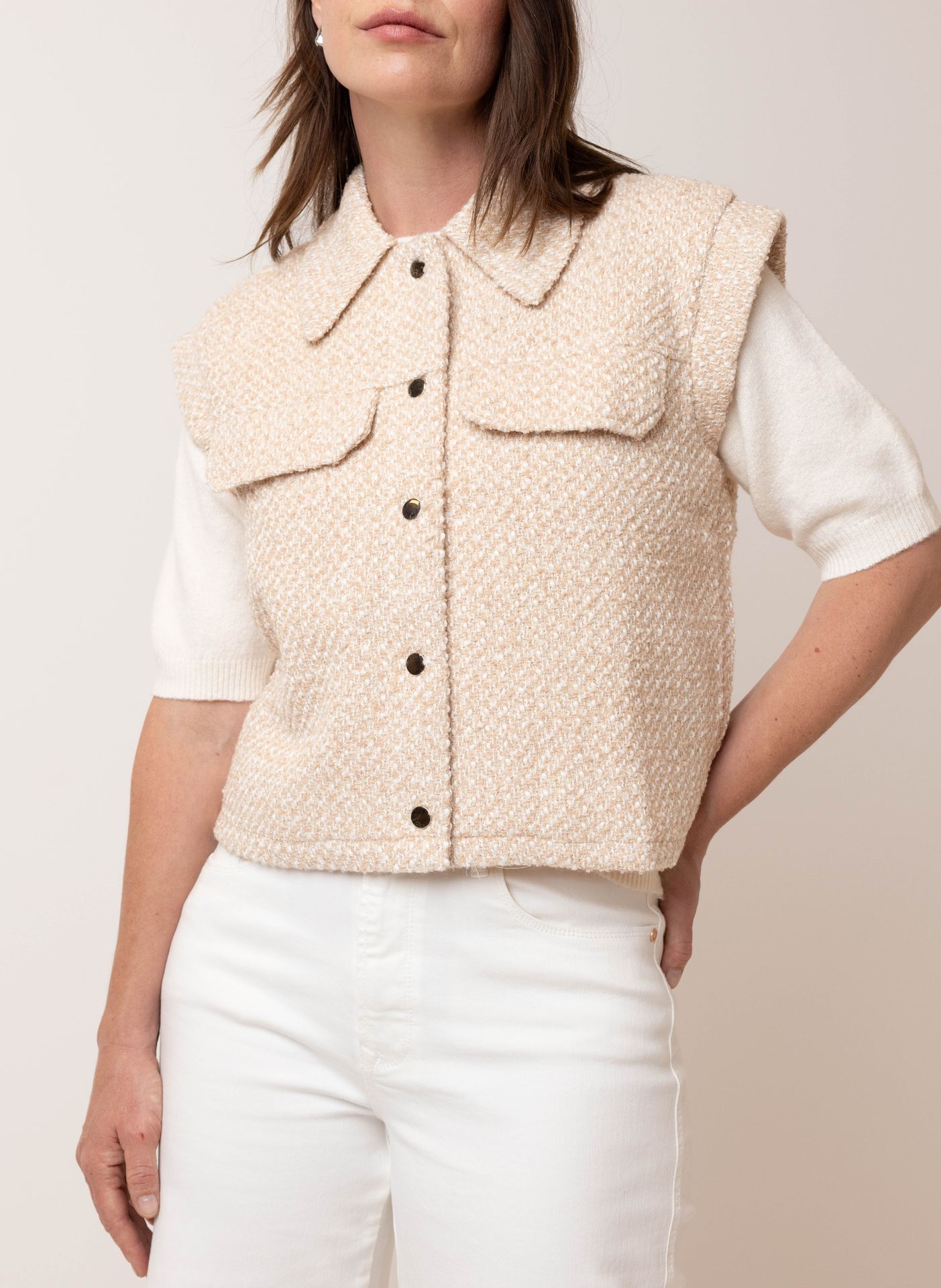 Norah Zandkleurig gilet sand melange 215157-151