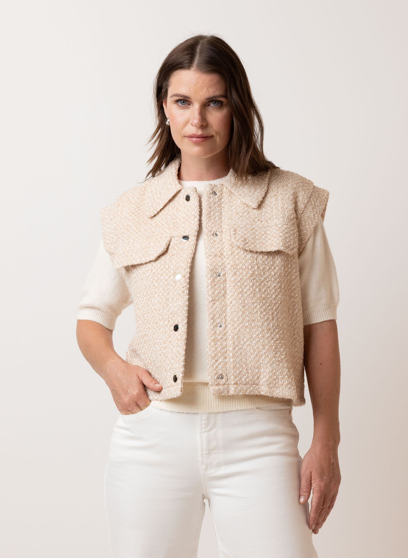 Norah Zandkleurig gilet sand melange 215157-151