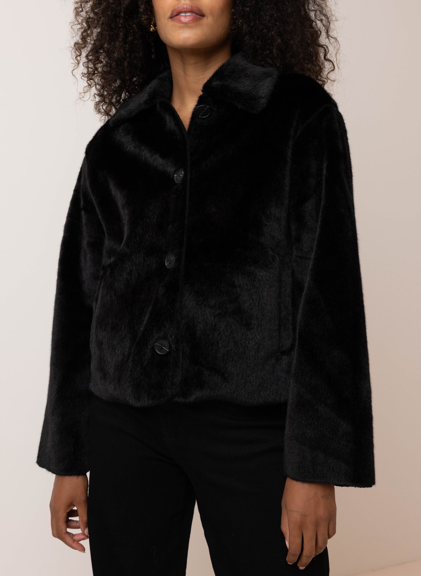 Norah Zwart faux fur jasje black 214584-001