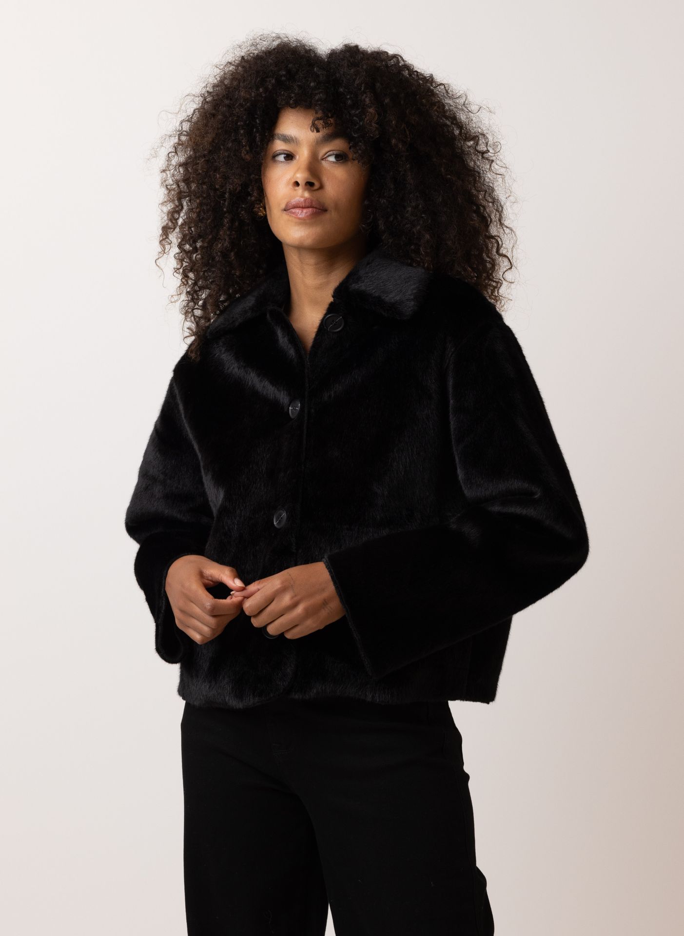 Norah Zwart faux fur jasje black 214584-001