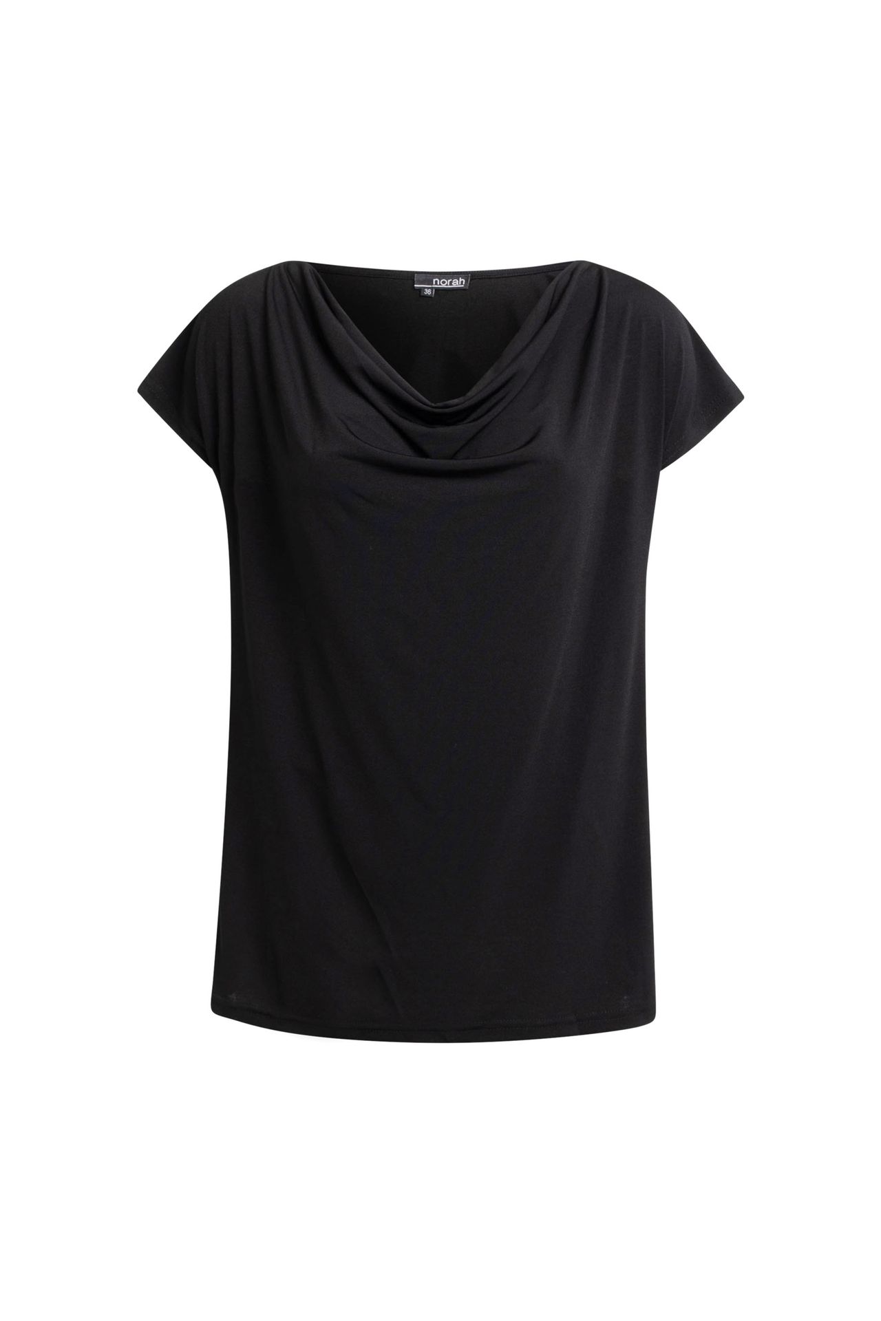 Norah Zwart shirt met gedrapeerde hals black 209994-001