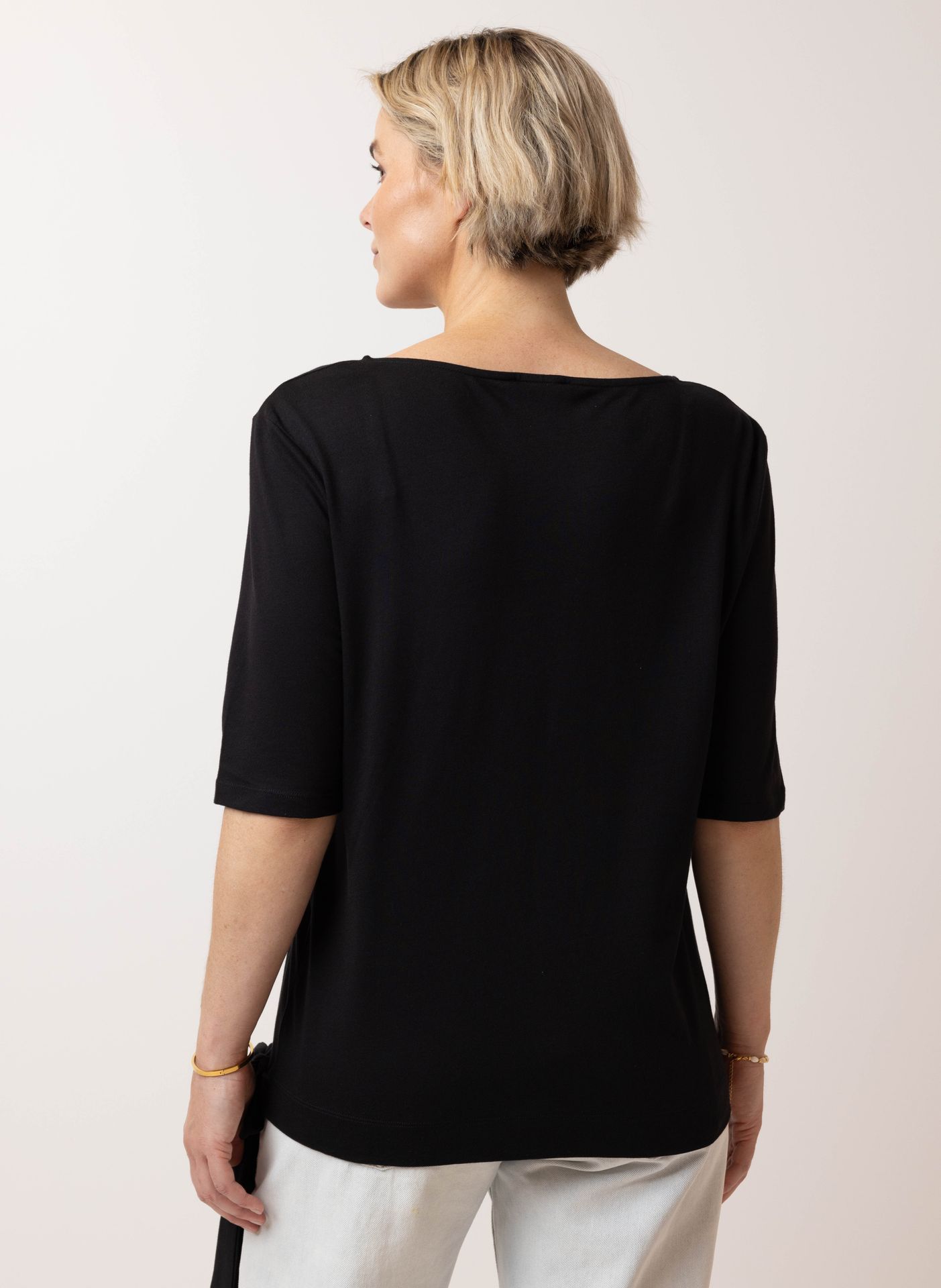 Norah Zwart shirt met strik black 209993-001