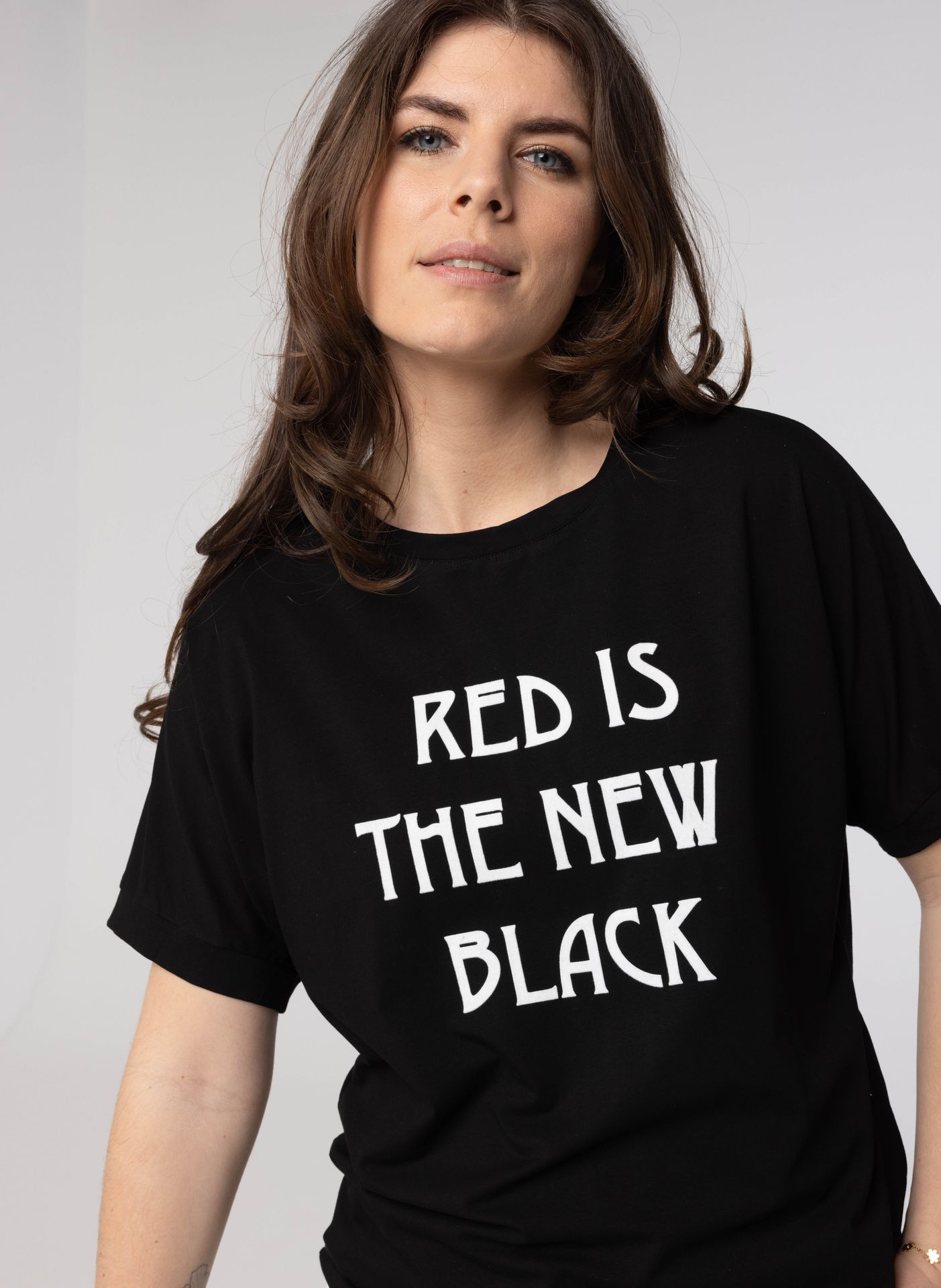 Norah Zwart shirt met tekst black 214240-001