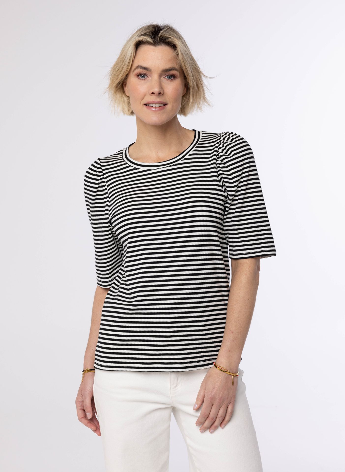 Norah Zwart wit gestreept shirt white/blue 214334-135