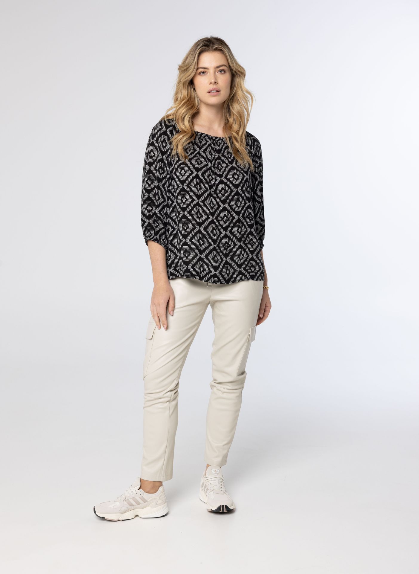 Norah Zwart witte blouse black/white 213812-031
