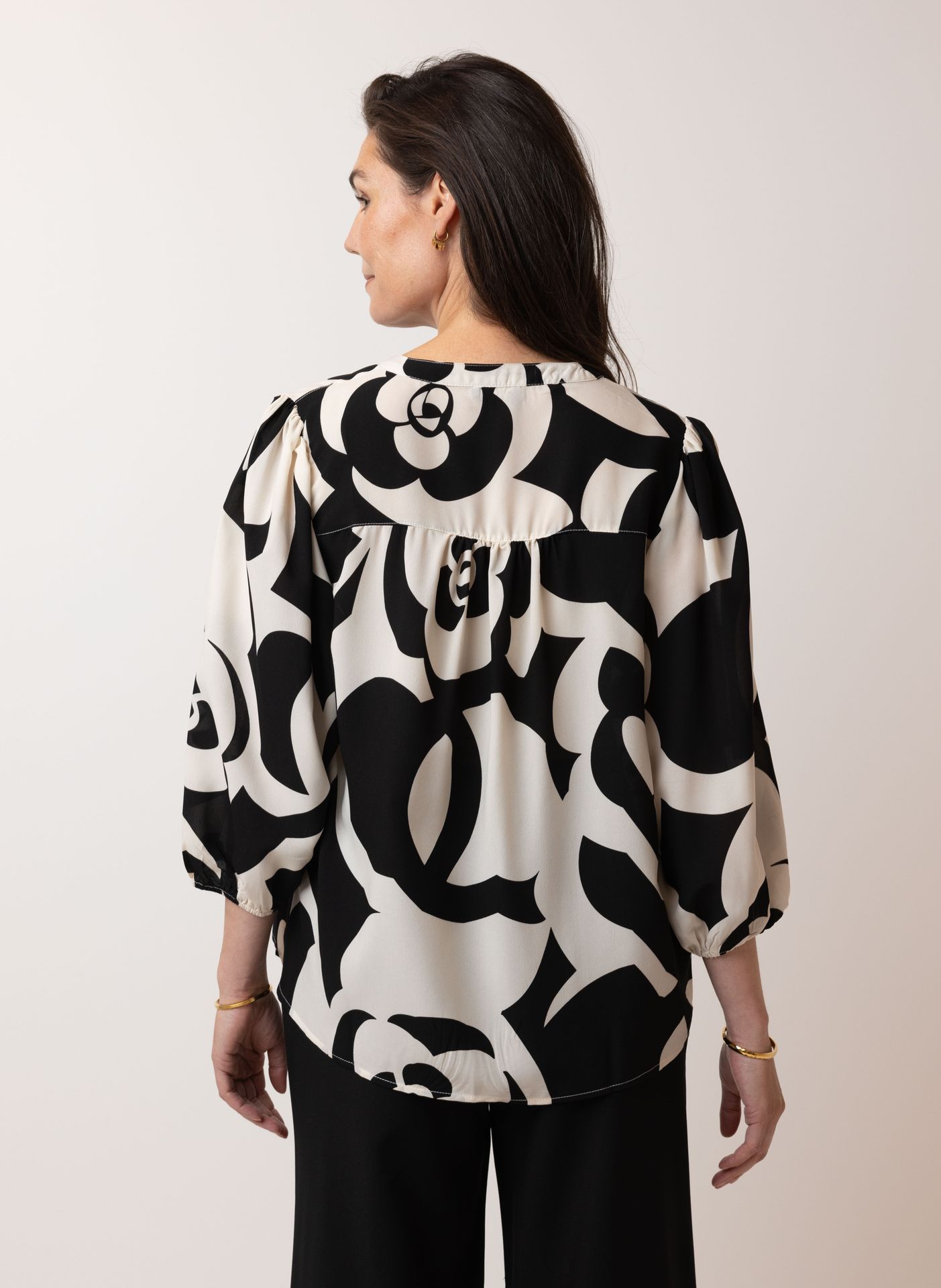 Norah Zwart witte blouse black/white 214060-031