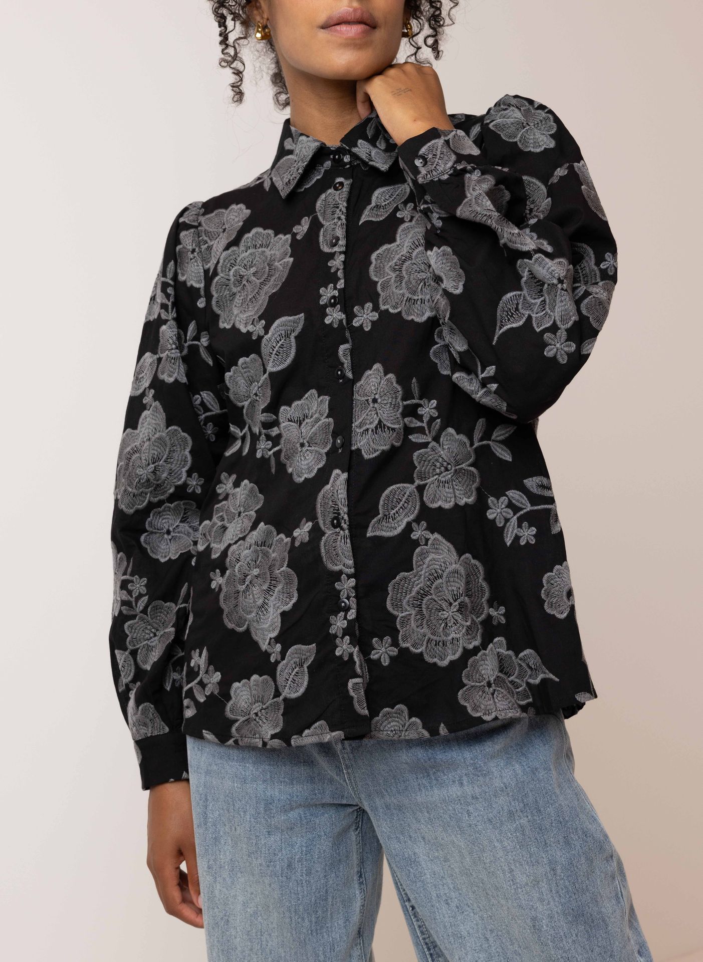 Norah Zwarte blouse black/grey 214256-040