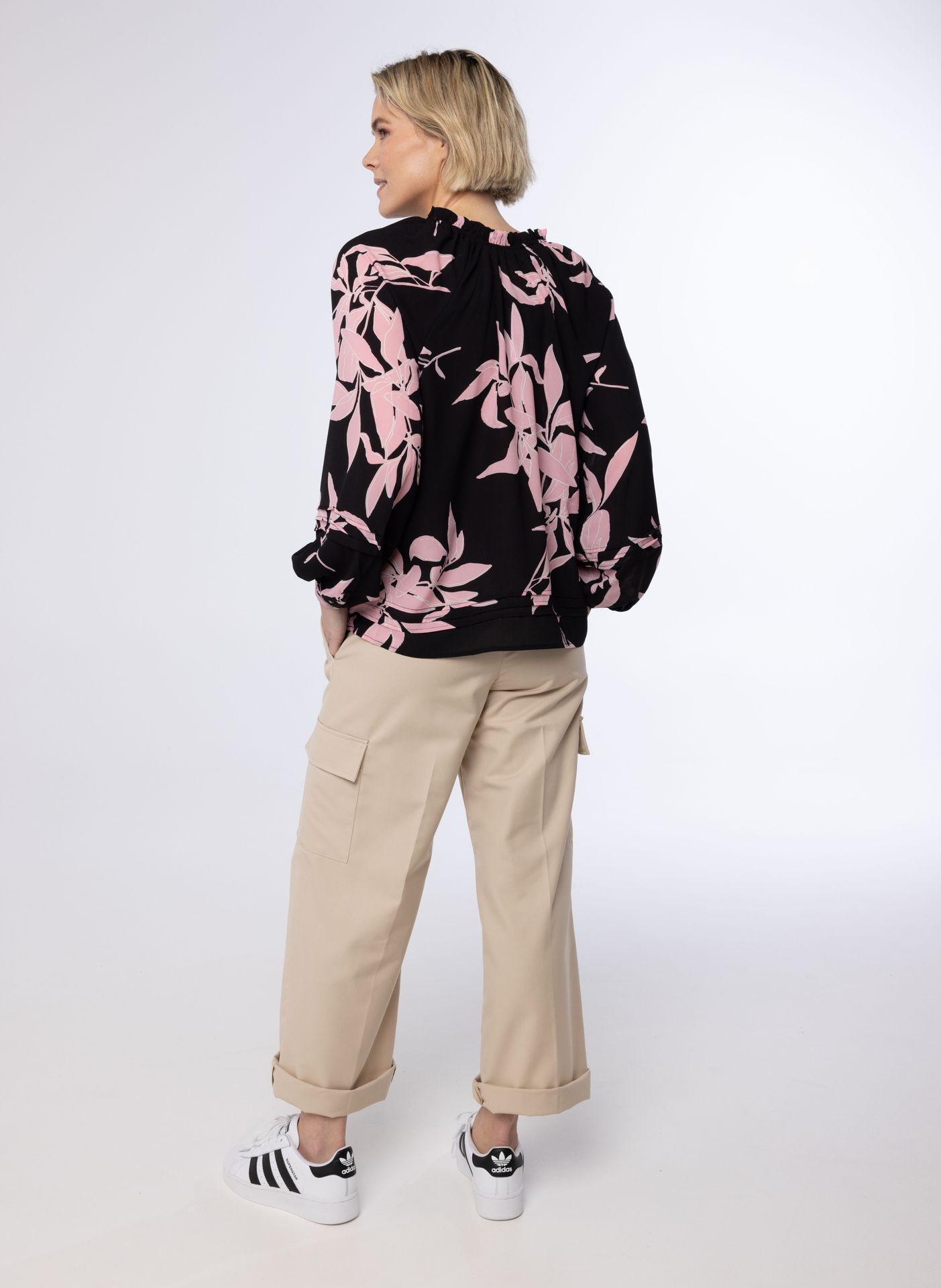 Norah Zwarte blouse  black/pink 214332-039