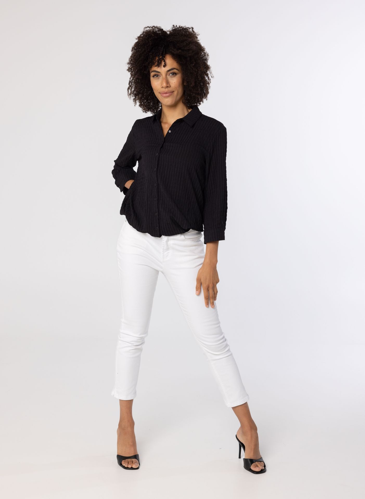 Norah Zwarte blouse met koord black 213899-001