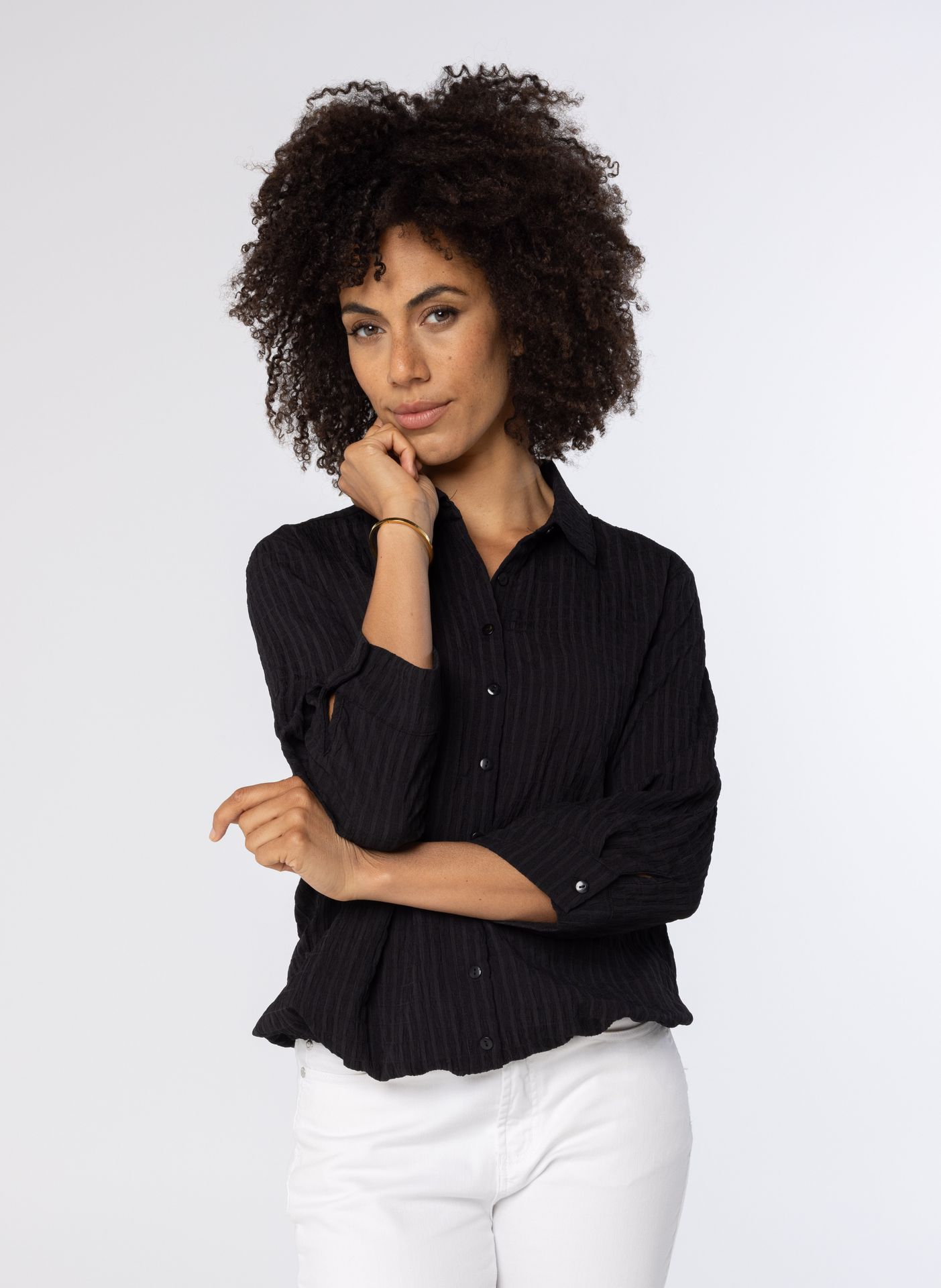 Norah Zwarte blouse met koord black 213899-001