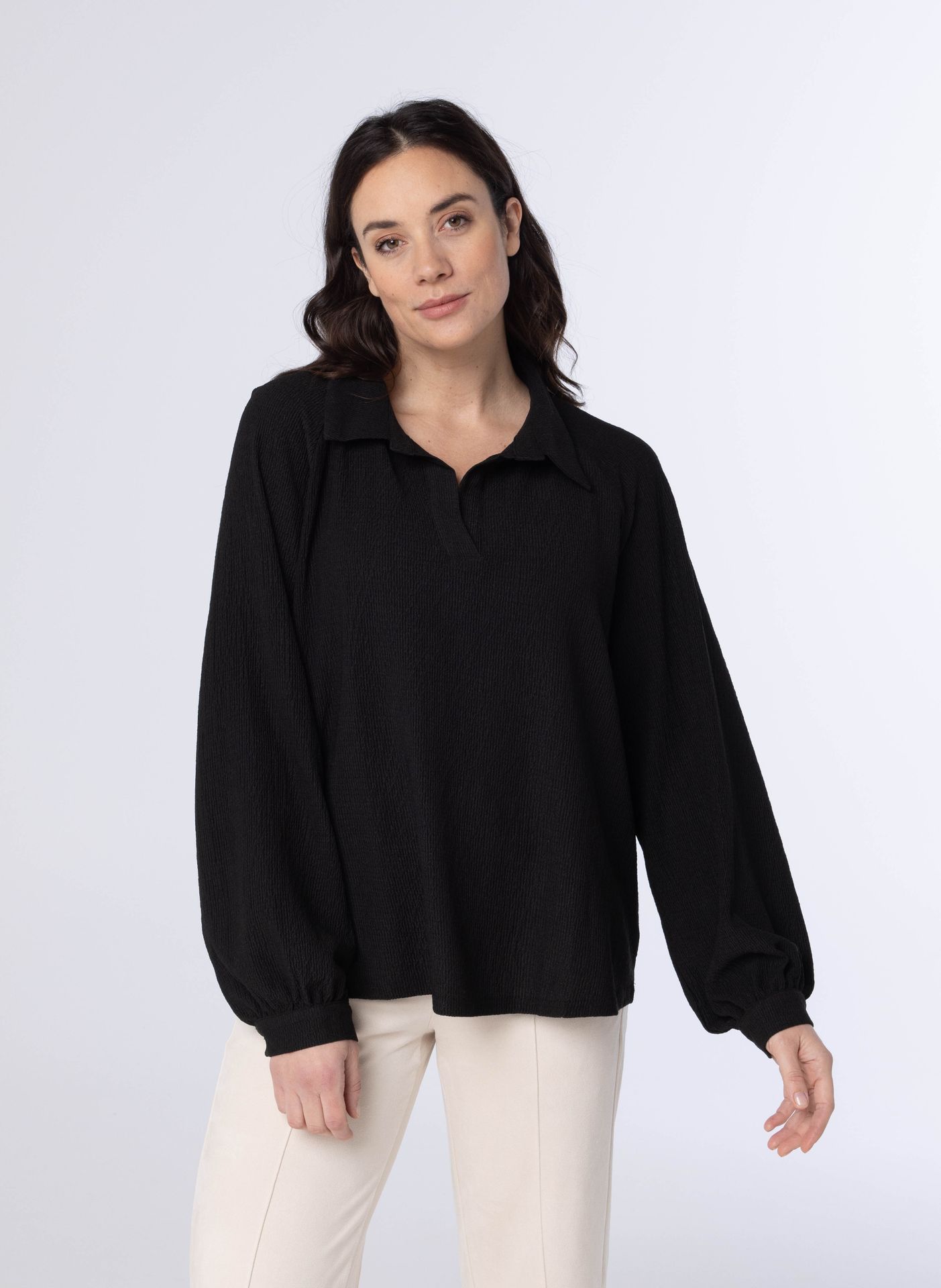 Norah Zwarte blouse met pofmouwen black 214092-001