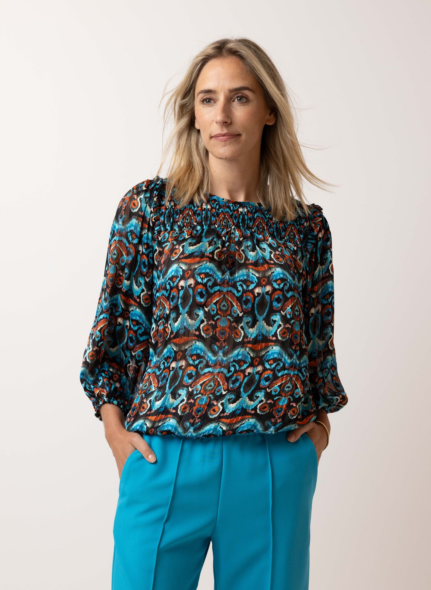 Norah Meerkleurige blouse turquoise multicolor 215087-474