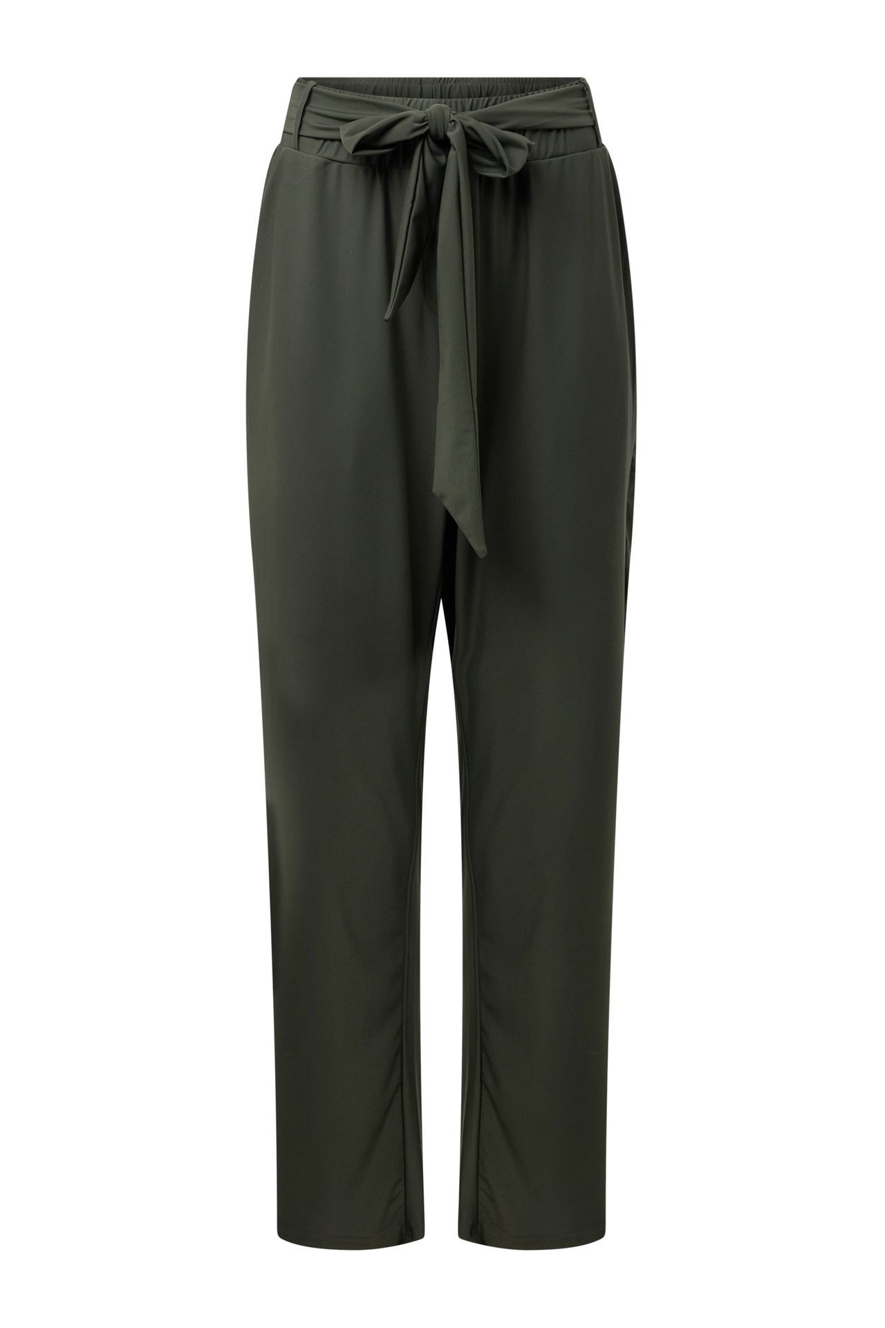 Norah Legergroene pantalon travelstof dark army 214476-580