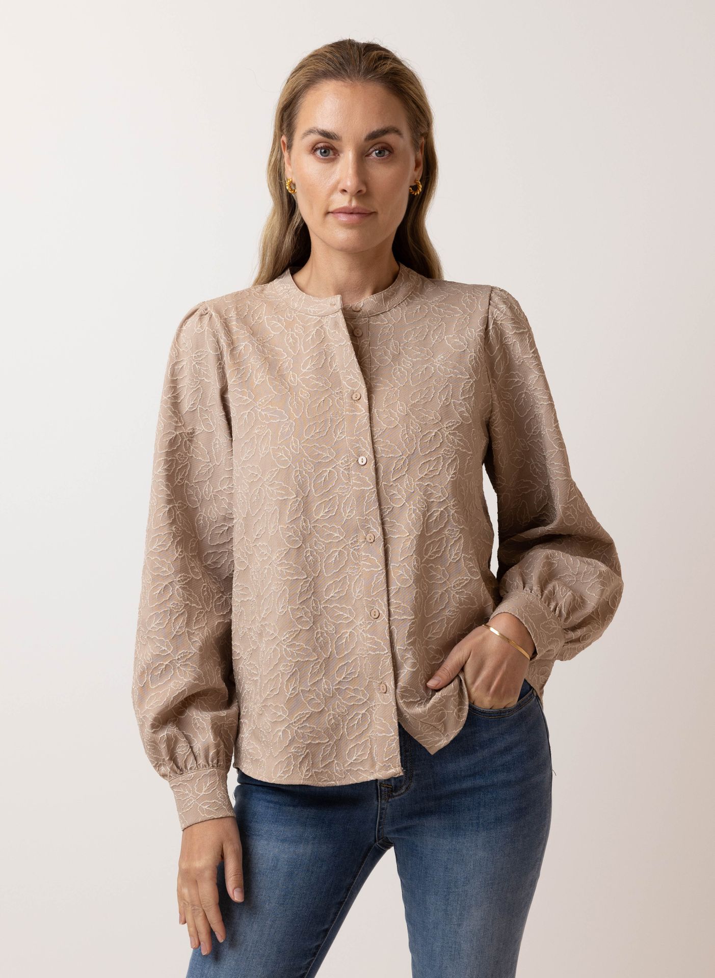 Norah Bruine blouse sand 215728-110