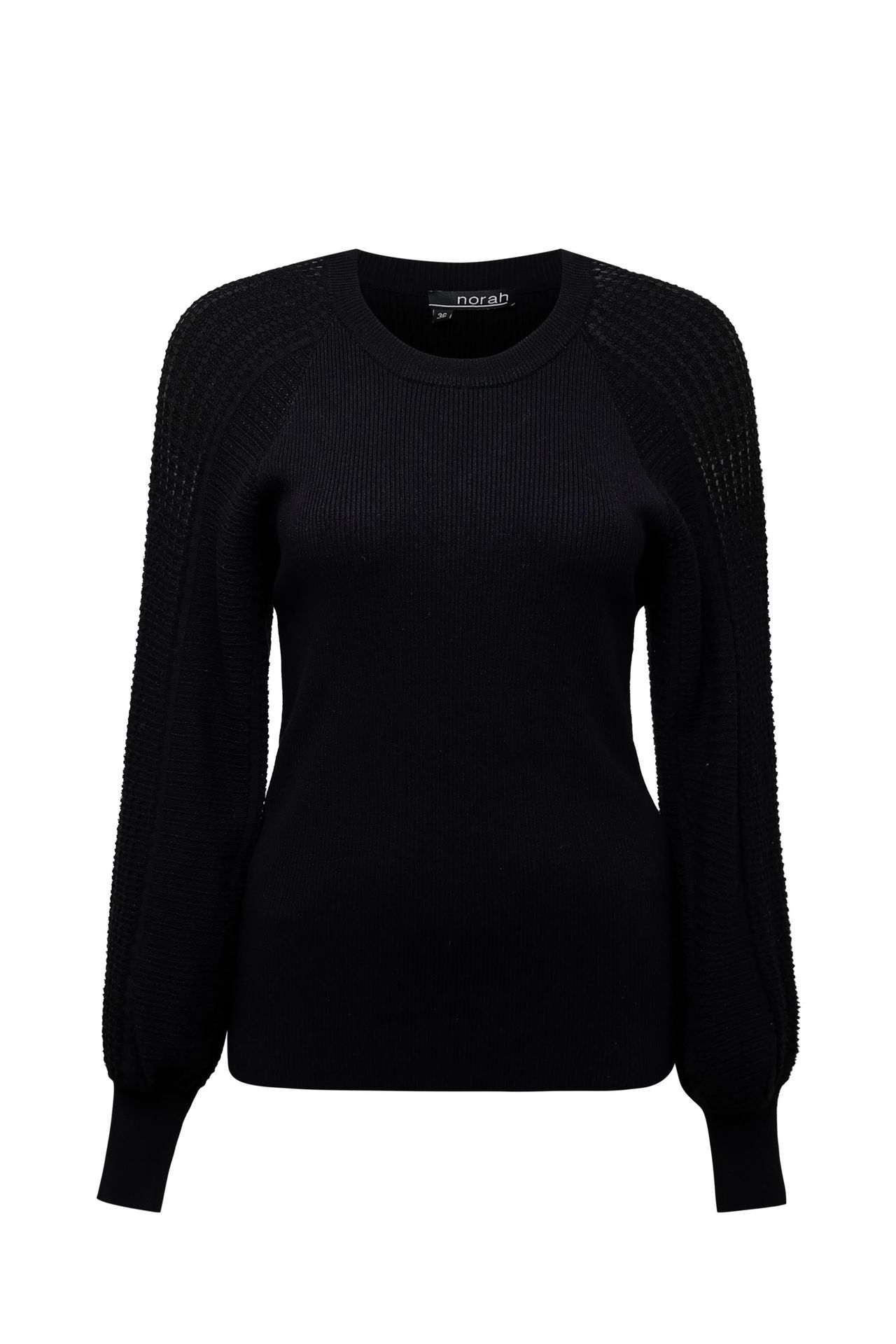Norah Zwarte trui met gebreide mouwen black 214048-001